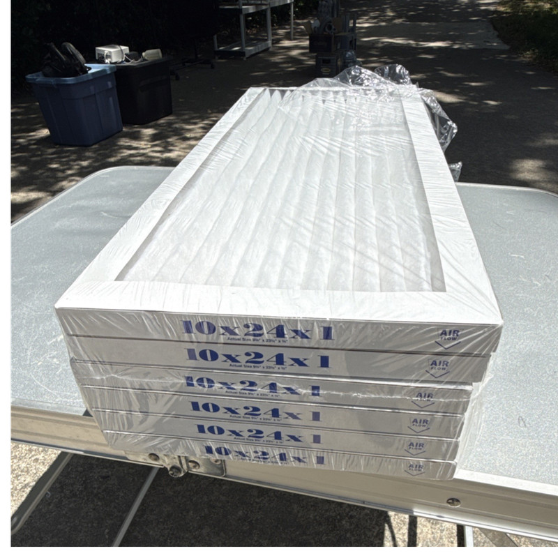 AIR Pleated Air Conditioner Furnace Filters 10x24x1 1in Depth Pack of 6