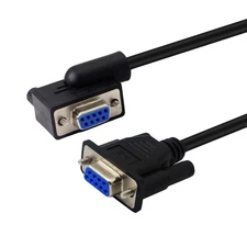 30 cm Straight Through DB9 RS232 Serial Cable. 90 Degree Left Angled RS232 Fe...
