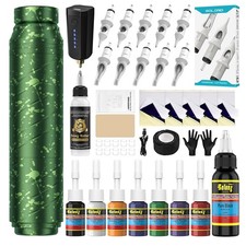 Tattoo Gun Kit Wireless Rotary Tattoo Machine Pen Kit with 1PCS Battery and 2...