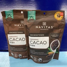 2X Navitas Organics Cacao Nibs Organic, Non-GMO, Unsweetened 8 Oz