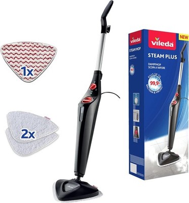 Vileda Steam Plus Dampfreiniger mit PowerPad und 2 Mikrofaser-Ersatzpads