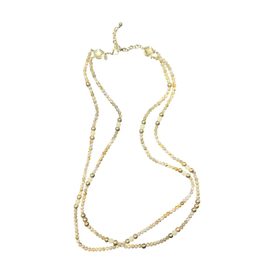 Collar llamativo con cuentas en capas dorado y beige dorado de CHICO'S C365 Foto 2 de 4
