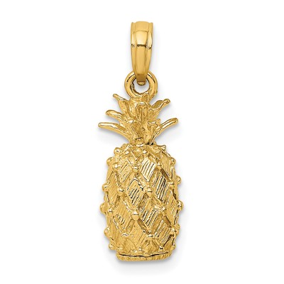 3D Ananas Charm in echtem 14k Gelbgold
