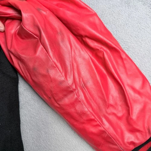 Chevrolet Racing Varsity Jacket Black Red Faux Leather Wool Blend Mens XL image 5