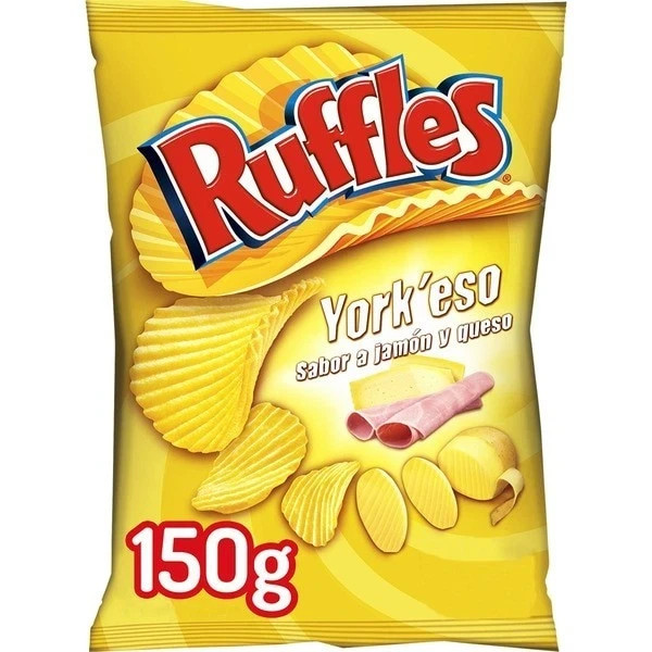 10 X 150 gr - PATATAS FRITAS / PATATAS CON JAMÓN Y QUESO - YORKESO - ESPAÑOL
