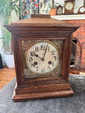 Junghans Antique Arts & Crafts Oak Mantel Clock German Gong Striking Serviced