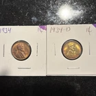 1934+1934-D Lincoln Wheat Penny Cent Lot ~ Uncirculated ~ 2 Coin Set
