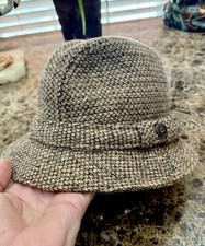 VTG Wallachs Handwoven Harris Tweed Brand Scottish Wool Fedora Hat Sz S/M 6.5