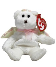 Ty Jingle Beanies - Halo the Angel Bear, MWMT Stuffed Animal Toy