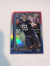 2025 Topps Chrome NFL Jeffery Simmons Red, White And Blue Refractor #289 Titans