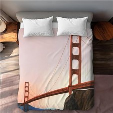 Sunset on Golden Gate Bridge Queen Size Duvet Cover - Red Decor C1DCQSW0EFEQ8Q