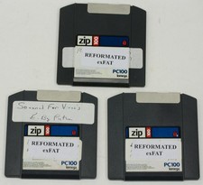  3 Iomega Zip 100 Disk's Reformatted exFAT For Windows  Apple - Used One Time
