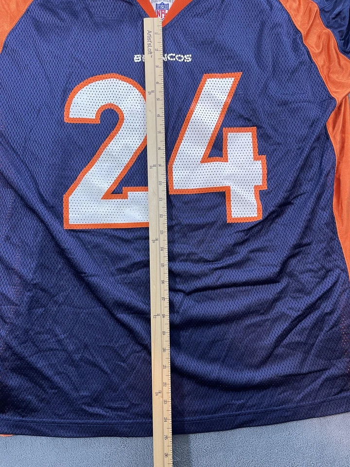 Camiseta de fútbol americano Denver Broncos para hombre 2XL azul naranja NFL Reebok Champ Bailey Foto 3 de 4