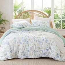 Floral King Comforter Set - 3 Piece Lightweight Summer Bedding, Soft Microfiber,