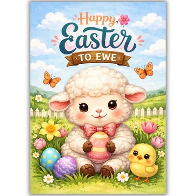 Frohe Ostern Karte Mutterschaf süßes Lamm Land Geschenk für Ihn Ihr Kind Baby Freund