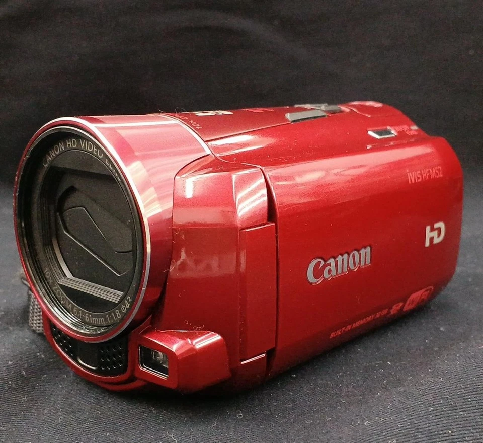 Canon IVIS HF M52 Video Camera Red w/ Battery, Power Cable Tested Used Japan - Image 2 of 4