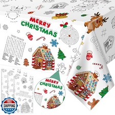 3Pack Christmas Coloring Tablecloth for Kids, Disposable Christma