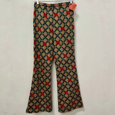 Vintage 70s Flare Pants Geometric Plaid Disco Print