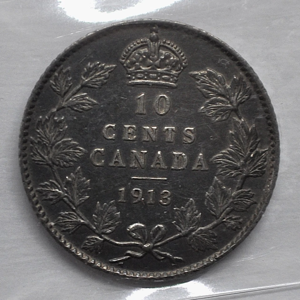 1913 Broad Leaves Canada 10 cents ICCS graded VF-30 *Polished - Image 3 of 3