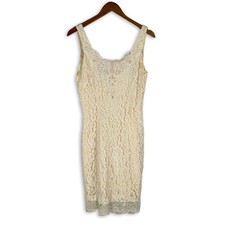 Vintage Leger Ivory Lace Beaded Slip Dress Size 11/12 Bridal Coquette