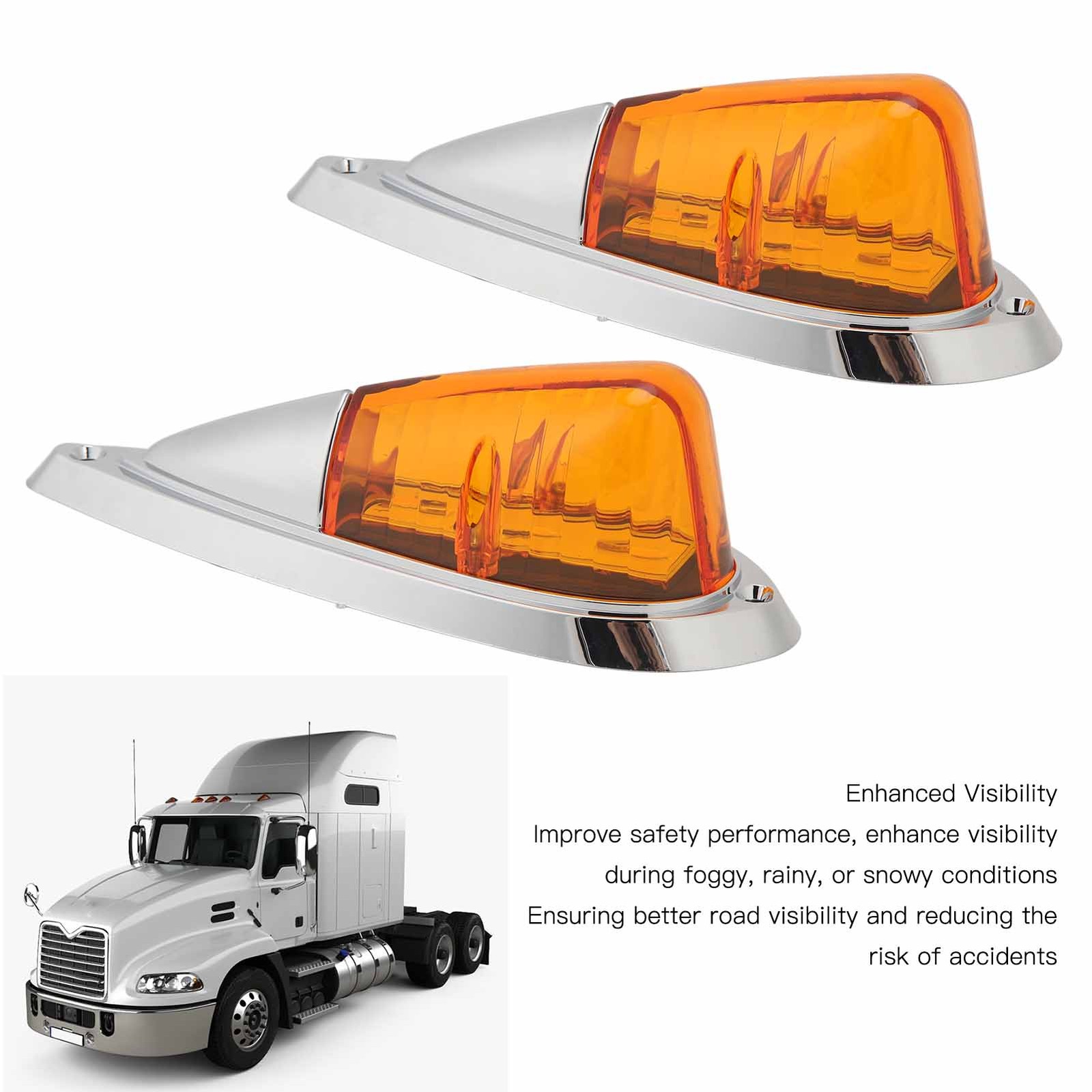 ⁺12V 12V 24V 5 Pcs Amber Cab Roof Marker Lights Waterproof Super Bright Top