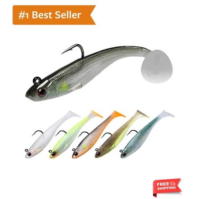 Shadtale Easy Catch Soft Fishing Lures with BKK Hooks - Trembly Sinking and V...