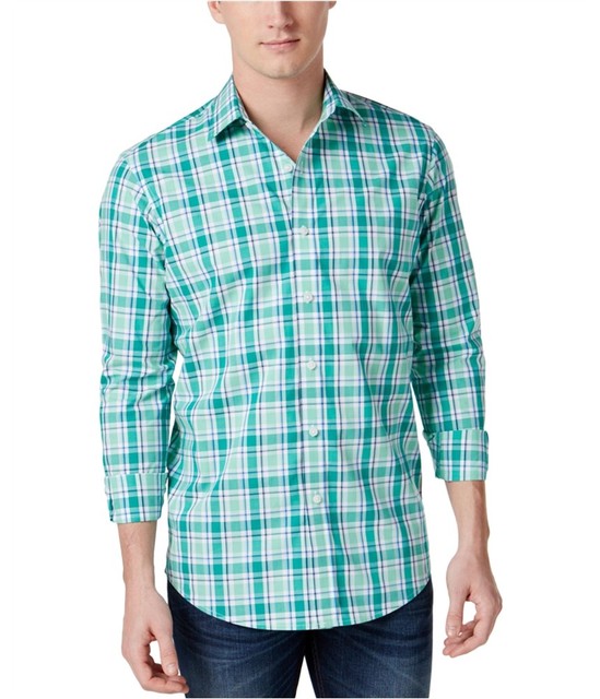 Club Room Mens Plaid LS Button Up Shirt