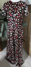 Beautiful ASOS Black Floral Velvet Maxi Dress RRP £79 UK 12 Stretchy Immaculate