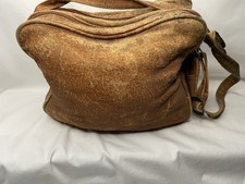 Vintage faux Suede Camera Bag Tote with some wear and stain issues