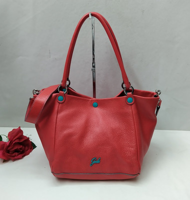 Gabs Red Leather Cube Double Handles Satchel Bag - Made in Italy