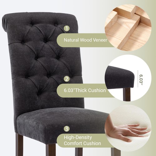 Dining Chairs Set of 2/4/6 Modern Upholstered Chair w/ Wooden Leg - Picture 28 of 52