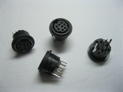 10 Pcs Mini 8 Pin Circular PCB Mount DIN Jack Connector Snap and Lock Vertical - 第 1/6 張圖片