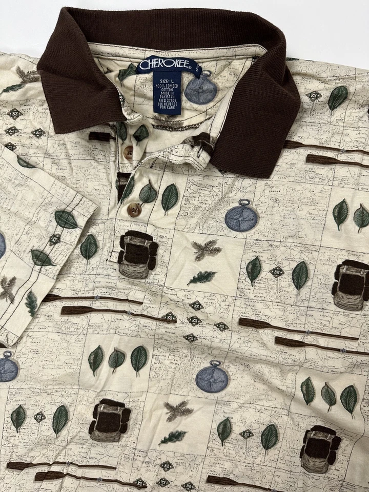 Винтажная мужская рубашка-поло чероки 90-х большой размер для рыбалки кемпинга путешествий природы на открытом воздухе - Изображение 3 из 4