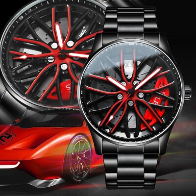 OLEVS Wheel Men's Luxury Watch Waterproof Rotary Sport Car