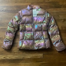 Fabletics Iridescent Copper Full Zip Palmer Shine Puffer Jacket Size M Womens