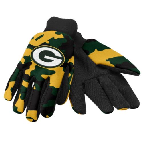 Green Bay Packers Green Yellow Camo Team Logo Licensed NFL Sport Utility Gloves  - Picture 1 of 1