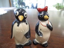1950s original Willie & Millie Penguin hard plastic Dayton Ohio USA MADE shakers