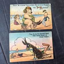 2 Vintage Comedy Postcards Donkey Beach Ass Made in USA FREE SHIPPING