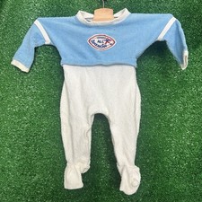 VTG Baby Gro Terry Cloth Football Romper 0-6M One Piece Sleeper Costume USA