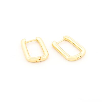 Vintageparts DIY Rechteckige Creolen aus Messing mit 18K Gold 18 x12 mm 2 Stück