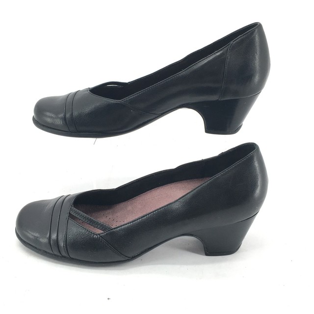 clarks sugar sky black leather shoes
