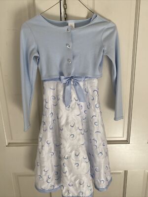 Girls Blue & White Jenny & Me Special Occasion Dress Size 8 With Matching Bolero