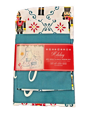 Aprons 2 Piece Nutcracker Adult & Kid Matching Aprons Set Kitchen Cooking NIP