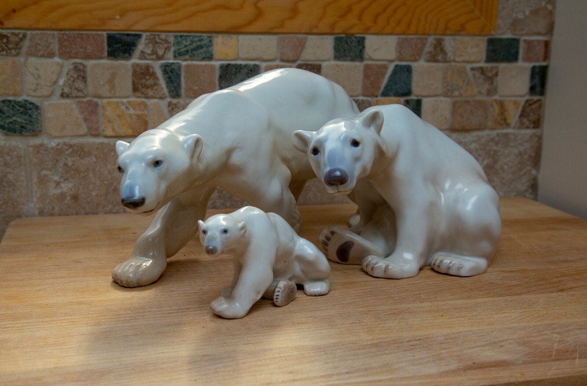 Bing and Grondahl Copenhagen Polar Bear Family Set of 3 Super Rare 