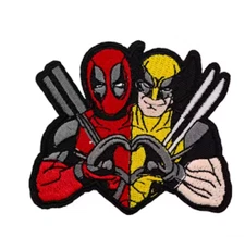 DEADPOOL & WOLVERINE Superhero Movie Hand Heart - Embroidered Iron-On Patch