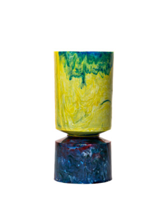 Lampenschirm Designer Lampe Gelb Blau Unikat Hängeleuchte Recycling Ohne Fassung