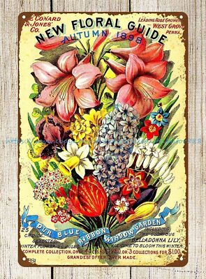 1898 Floral Guide Vintage Flowers Seed Packet metal tin sign vintage wall art