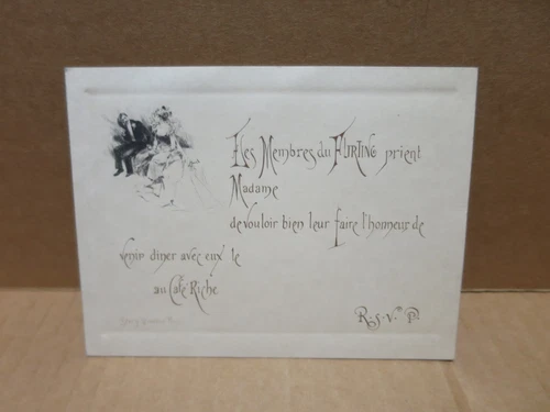 CAFE RICHE PARIS invitation card Furting members for dinner circa 1900
