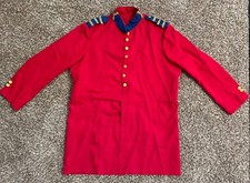Mens Red Steampunk Military Pirate Cosplay Gold ButtonsXXL Jacket Size 54  