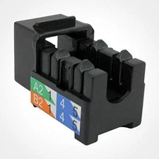 Vertical Cable Cat6 90° Keystone Jack Black, Snaps Easily, 25 Pack